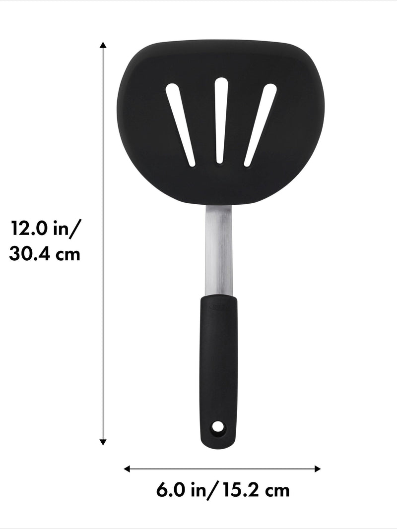 OXO Good Grips large flexible silicone pancake turner, imported from the UK