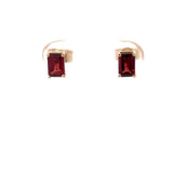 E.W Adams 9ct yellow gold garnet stud earrings, UK version
