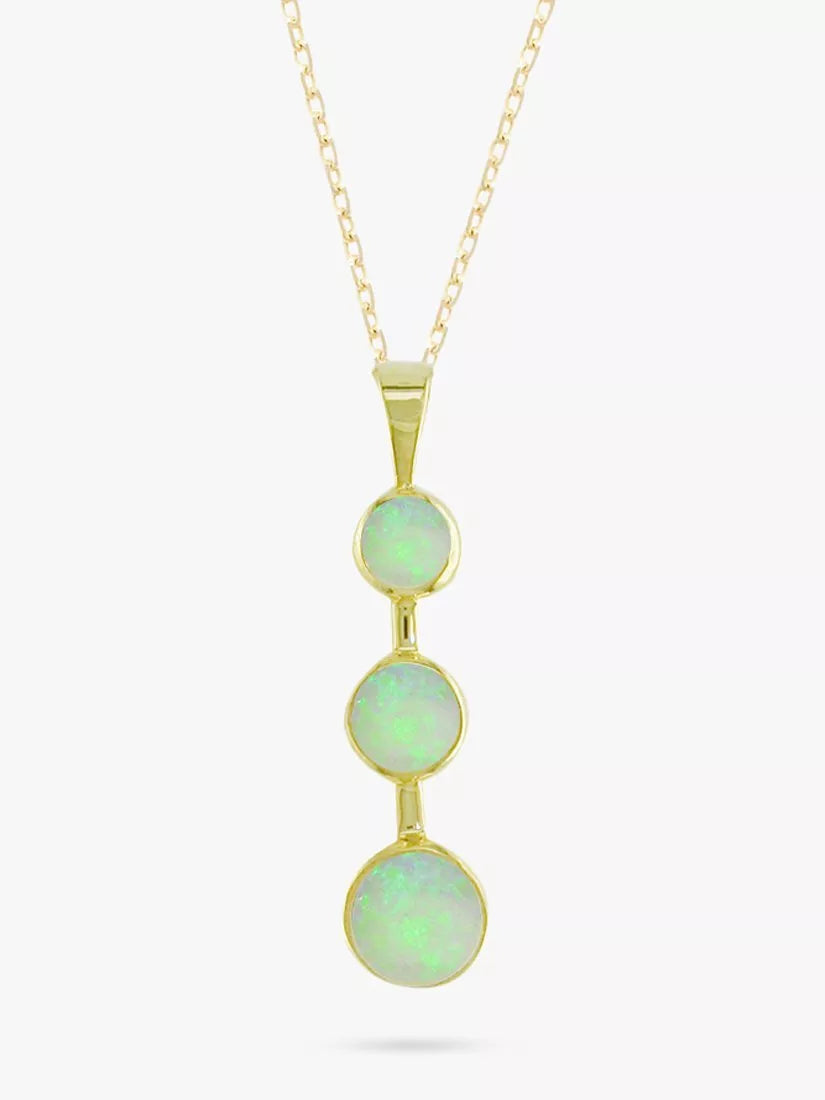 E.W Adams triple opal drop pendant 9ct gold (British brand)
