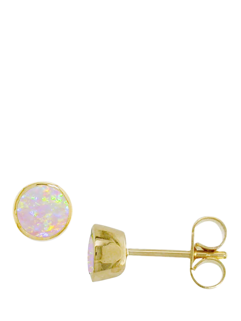 E.W Adams opal stud earrings 9ct yellow gold - British product