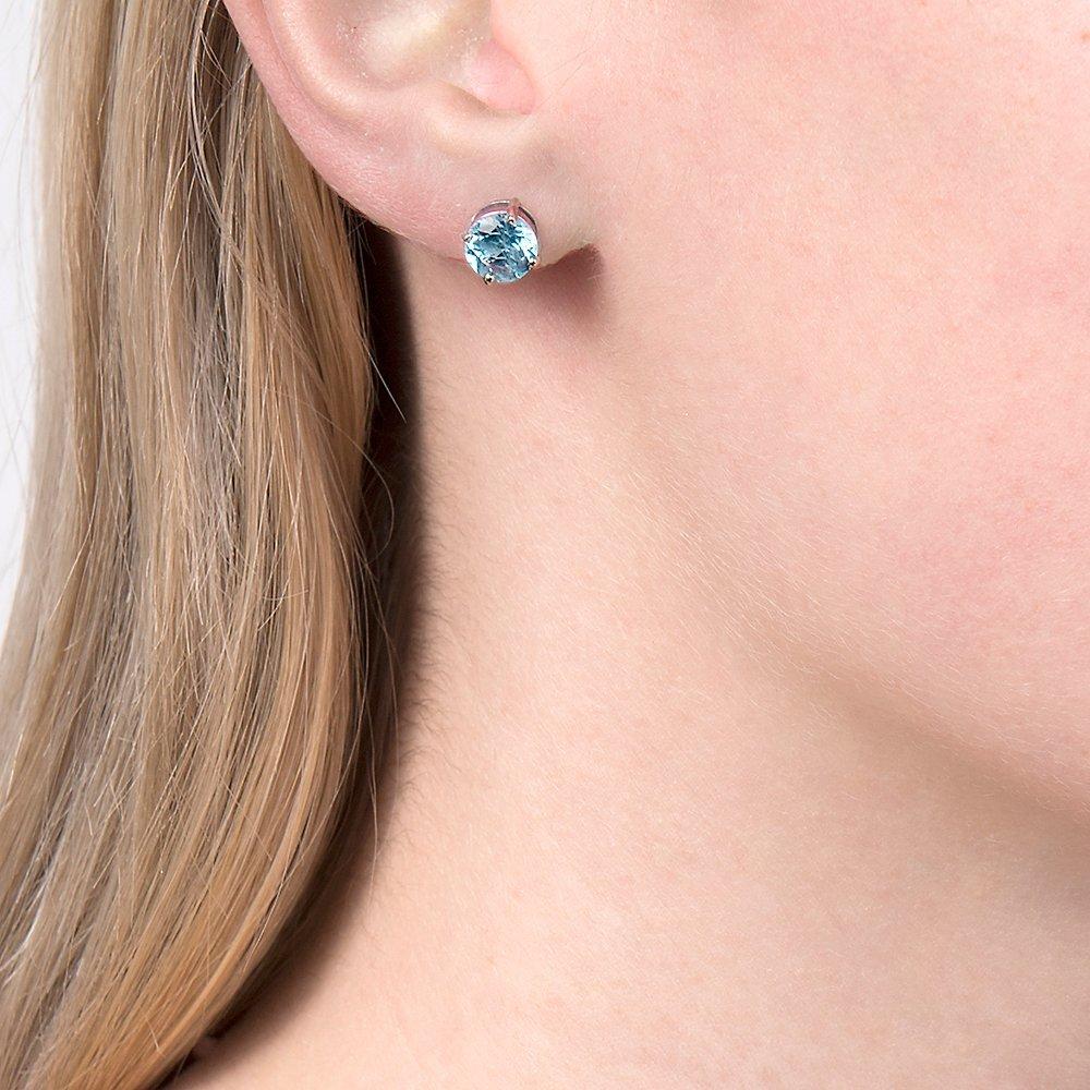 E.W Adams aquamarine stud earrings 7mm (British brand)