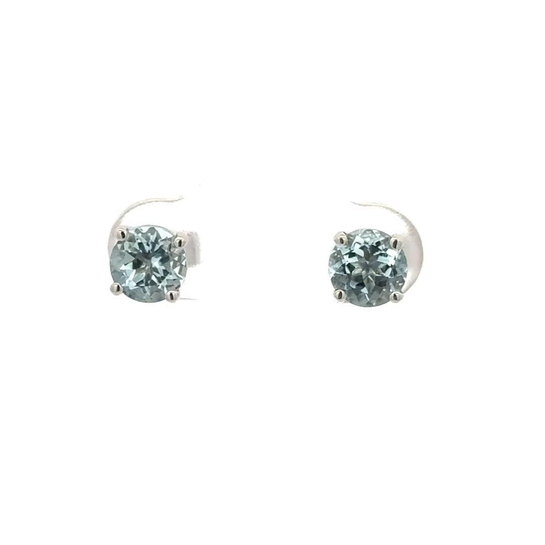 E.W Adams aquamarine stud earrings 7mm (British brand)