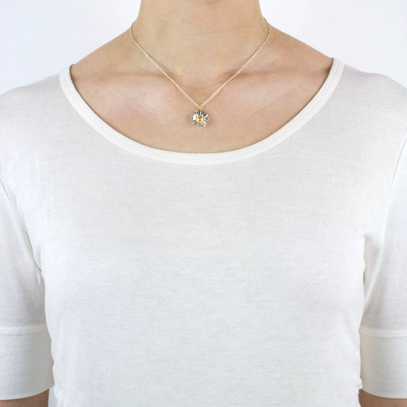 Alex Monroe daisy pendant necklace silver gold 41cm (British brand)