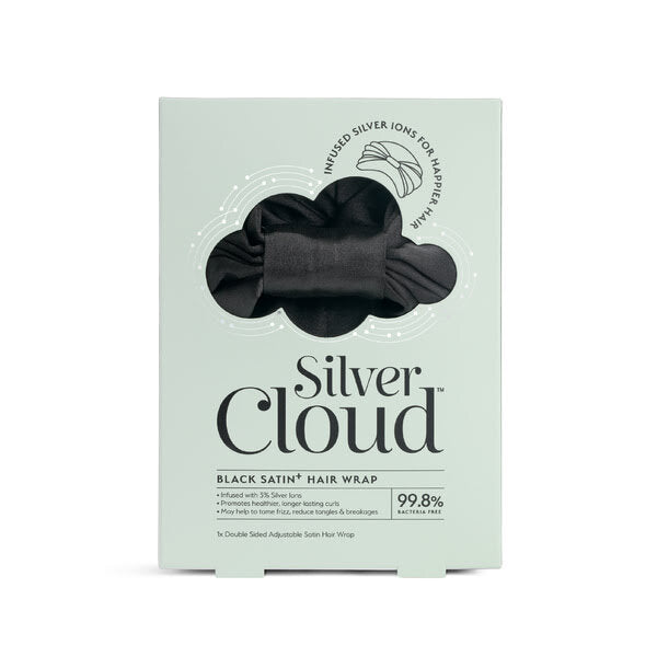 Silver Cloud silver ion satin hair wrap black, UK version