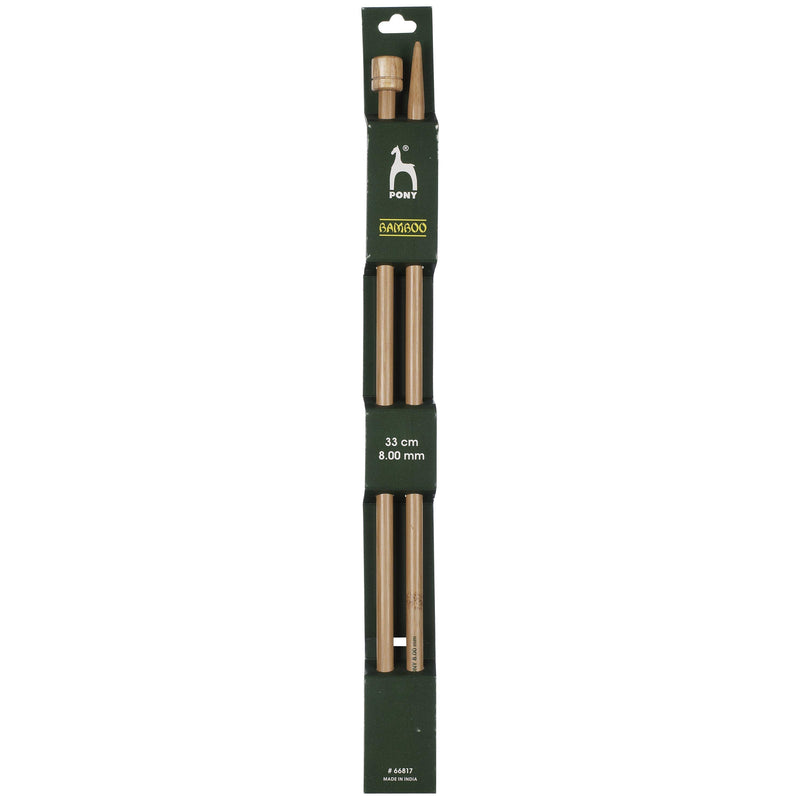 Pony bamboo knitting needles pack of 2 33cm 4mm, UK version