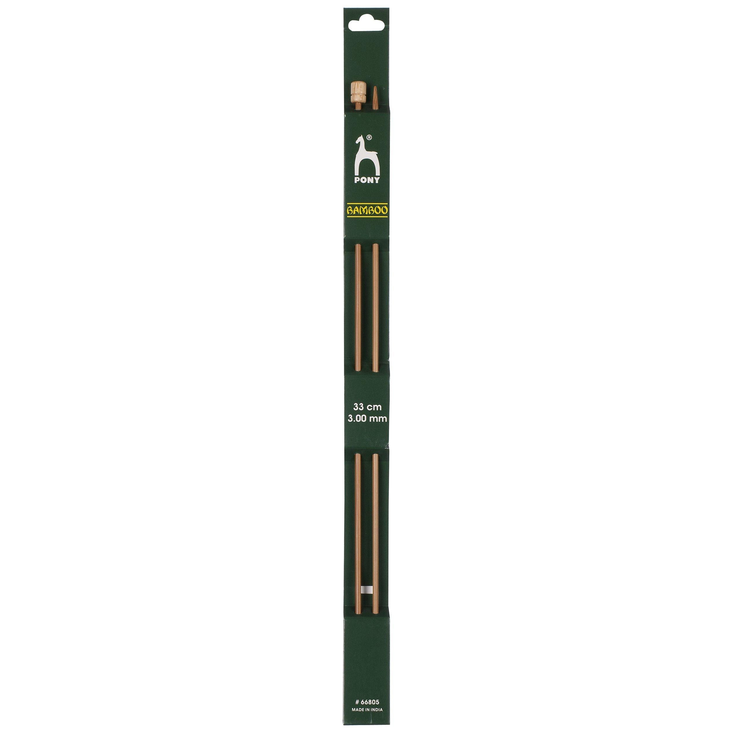 Pony bamboo knitting needles pack of 2 33cm 4mm, UK version