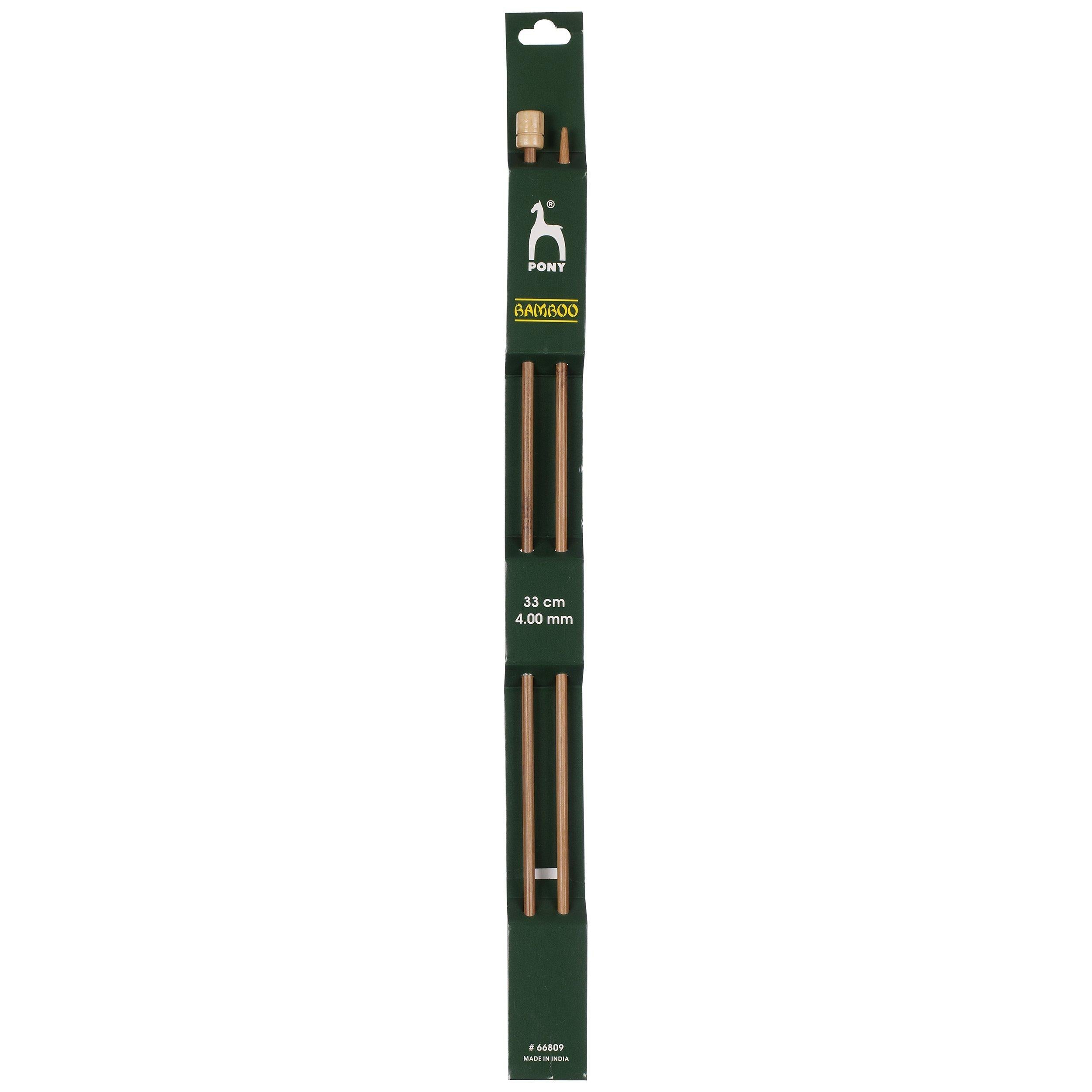Pony bamboo knitting needles pack of 2 33cm 4mm, UK version
