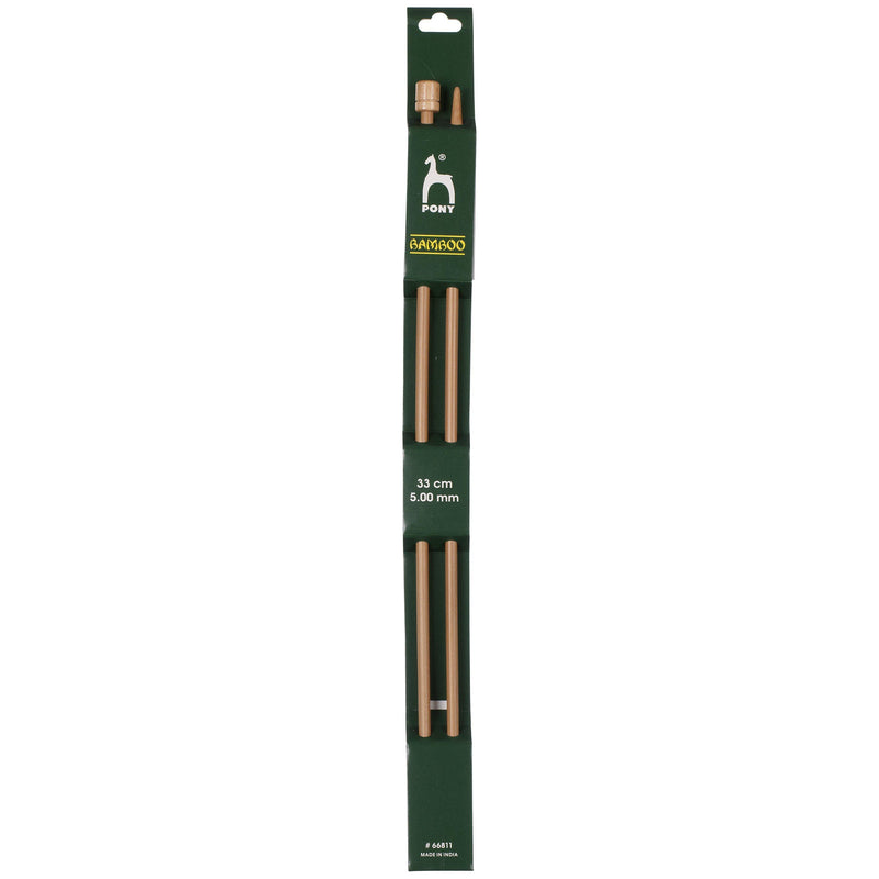 Pony bamboo knitting needles pack of 2 33cm 4mm, UK version