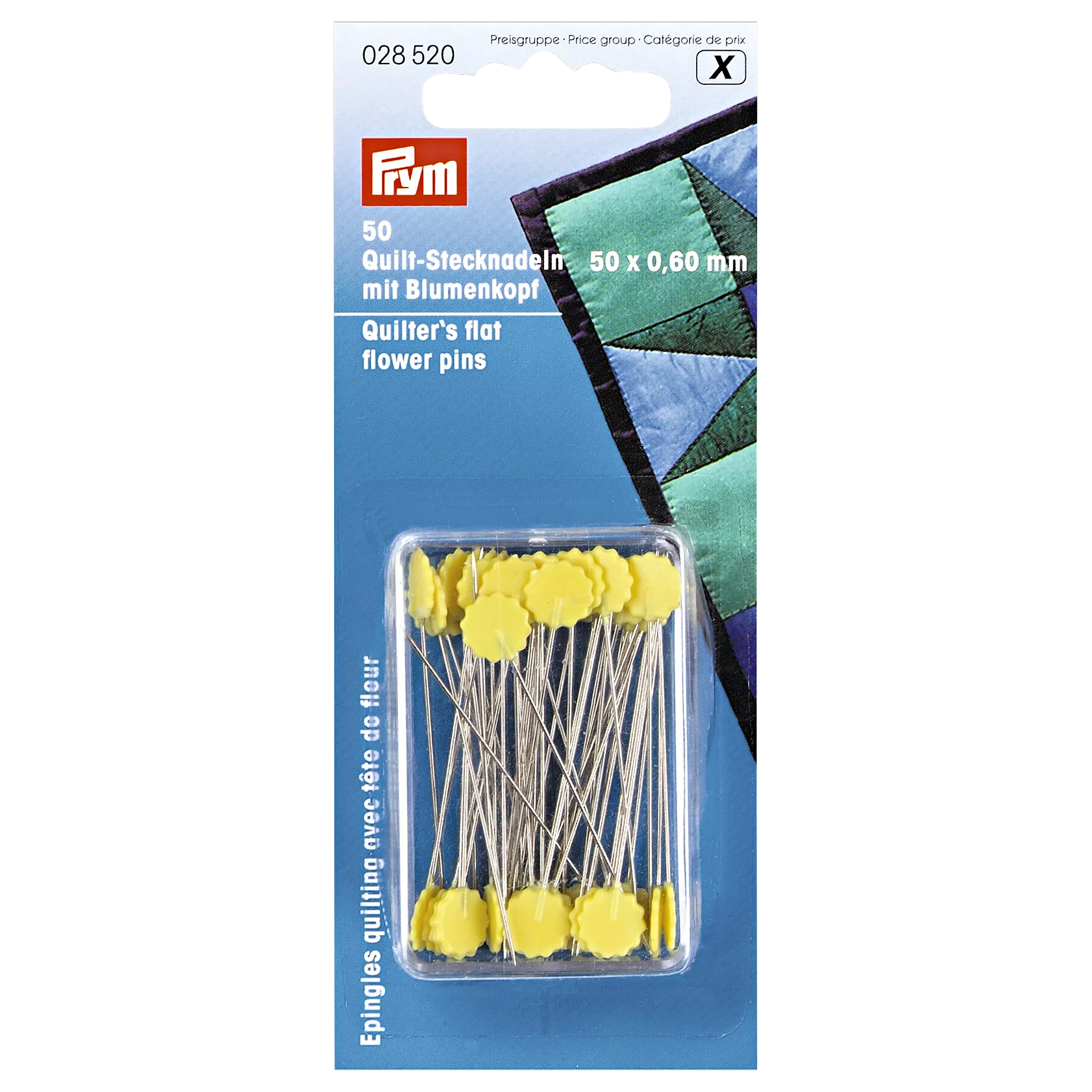 Prym quilter's flat flower pins pack of 50 60x50mm, UK version