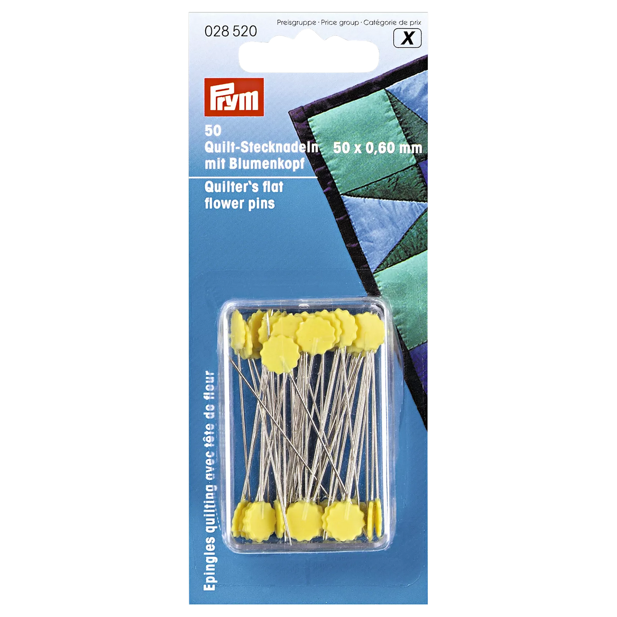 Prym quilter's flat flower pins pack of 50 60x50mm, UK version