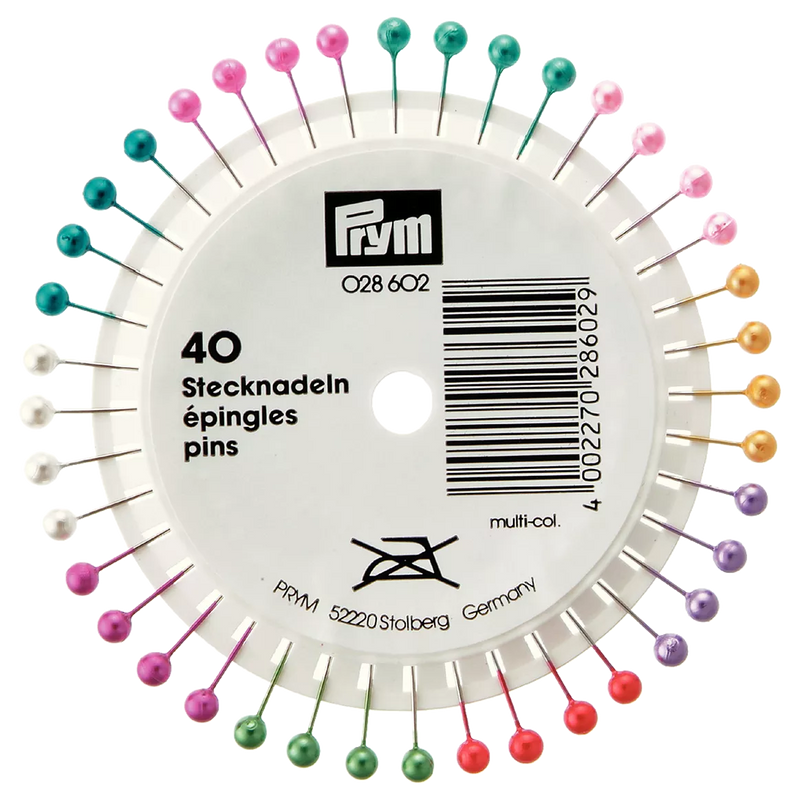 Prym pearl head pins various colours 38mm - British product
