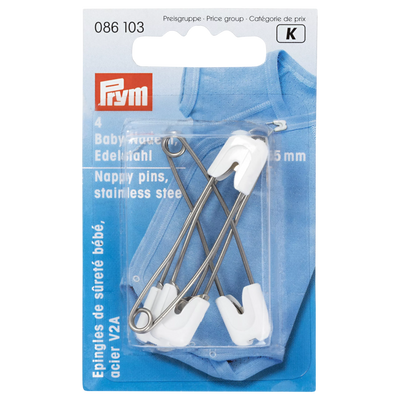 Prym Nadeln für Stoffwindeln aus Edelstahl 55mm Packung mit 4 Stück
