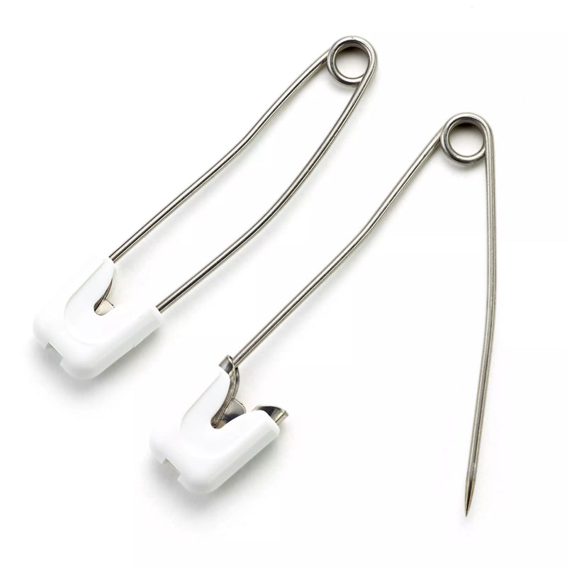 Prym stainless steel nappy pins 55mm pack of 4, imported from the UK