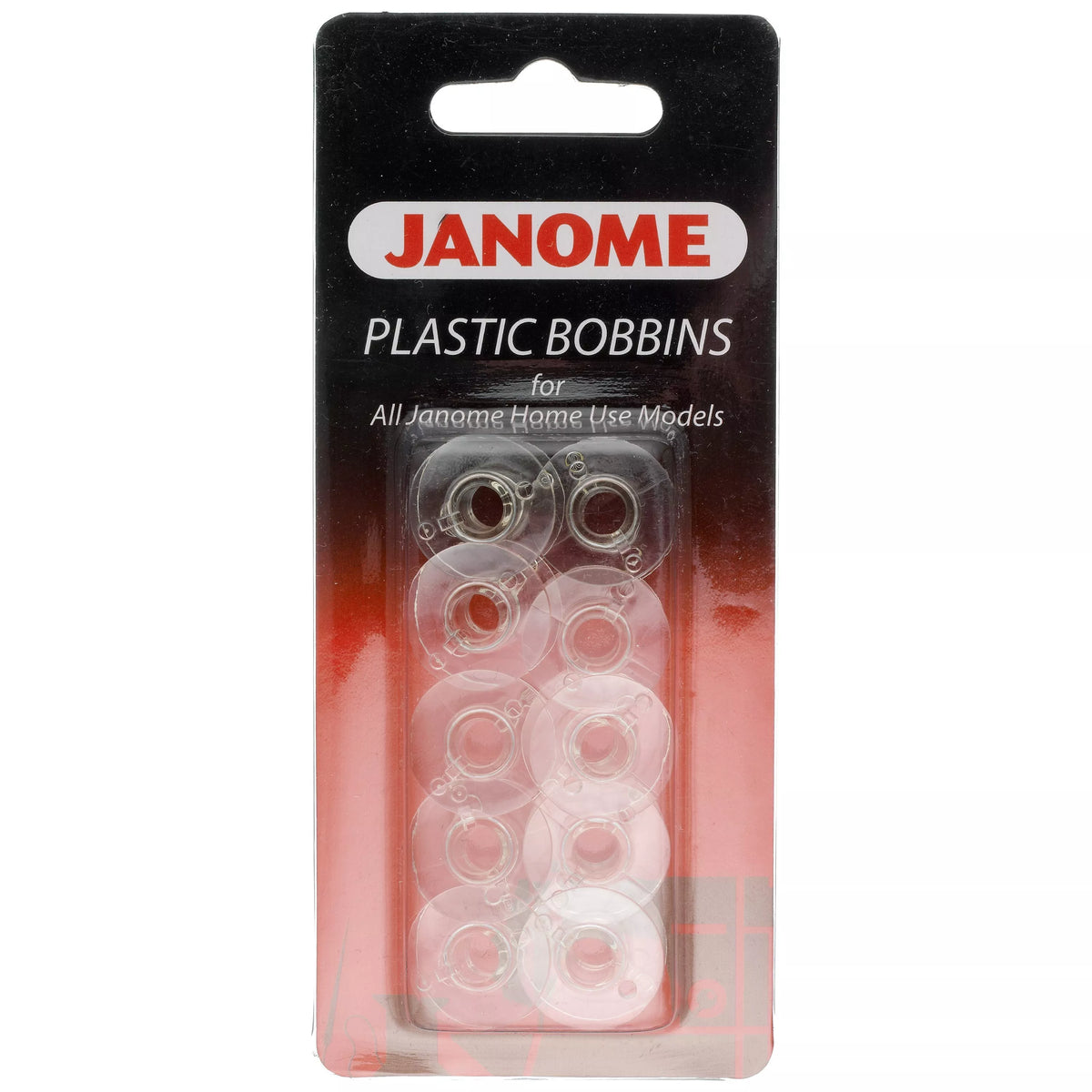 Janome plastic sewing bobbins pack of 10, UK version