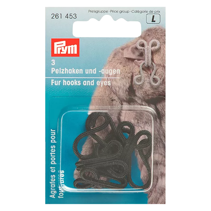 Prym Faux Fur Hook & Eye, Black