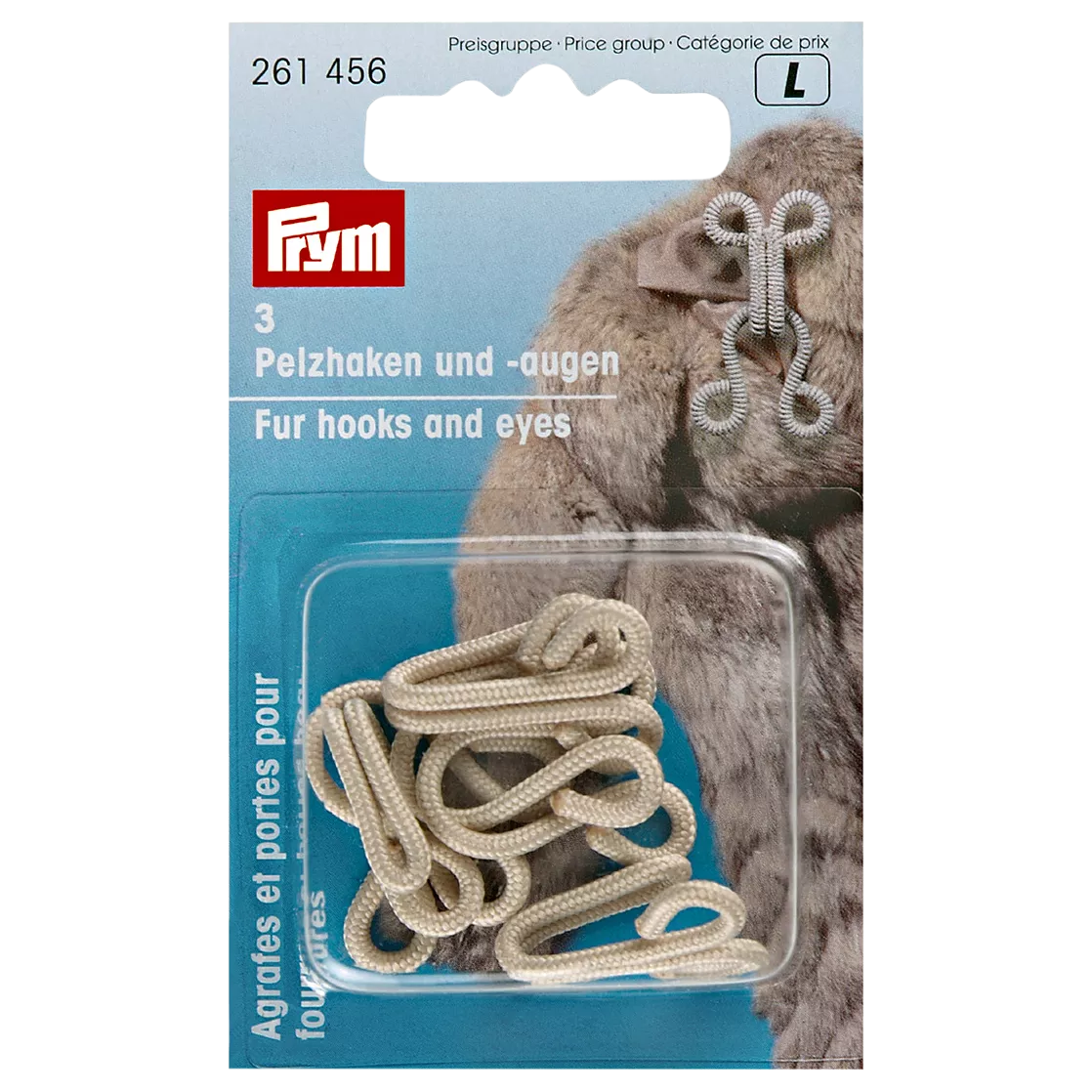 Prym faux fur hook and eye clasps, imported from the UK