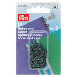 Prym brass hooks and eyes black - British product