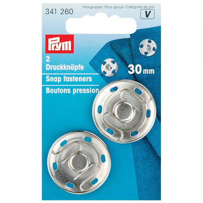 John Lewis Prym Sew-On Snap Fasteners, 30mm, Pack of 2, Silver- Buy online at McGrocer