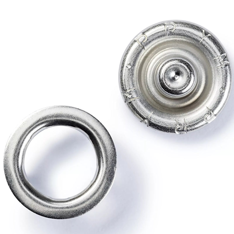 Prym brass press fasteners silver 10mm, imported from the UK