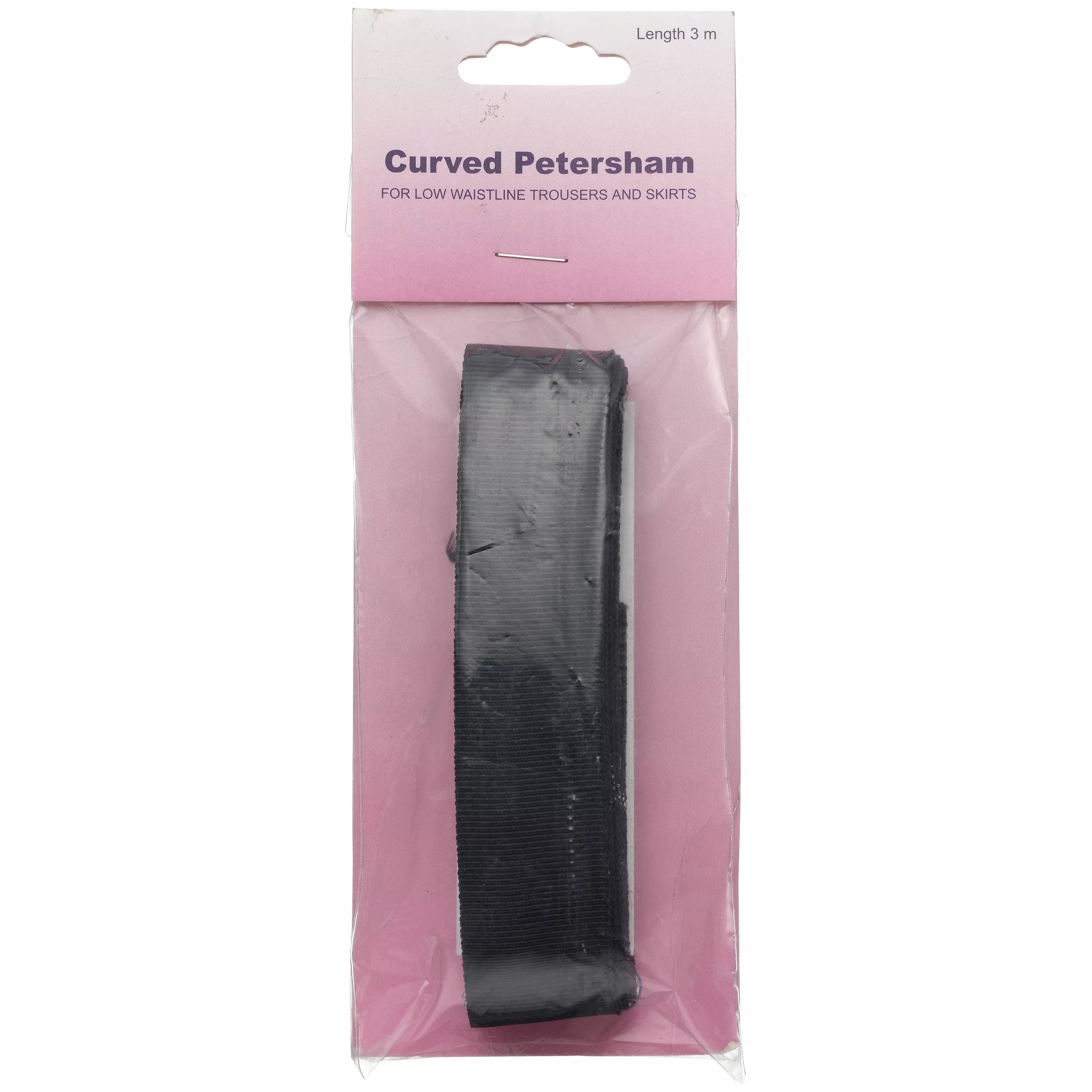 Hemline black curved petersham ribbon 3m x 25mm, UK version