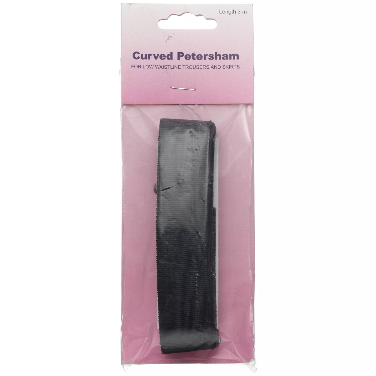 Hemline black curved petersham ribbon 3m x 25mm, UK version