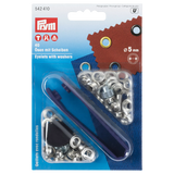 Prym brass eyelets and washers silver 5mm pack of 40, UK version