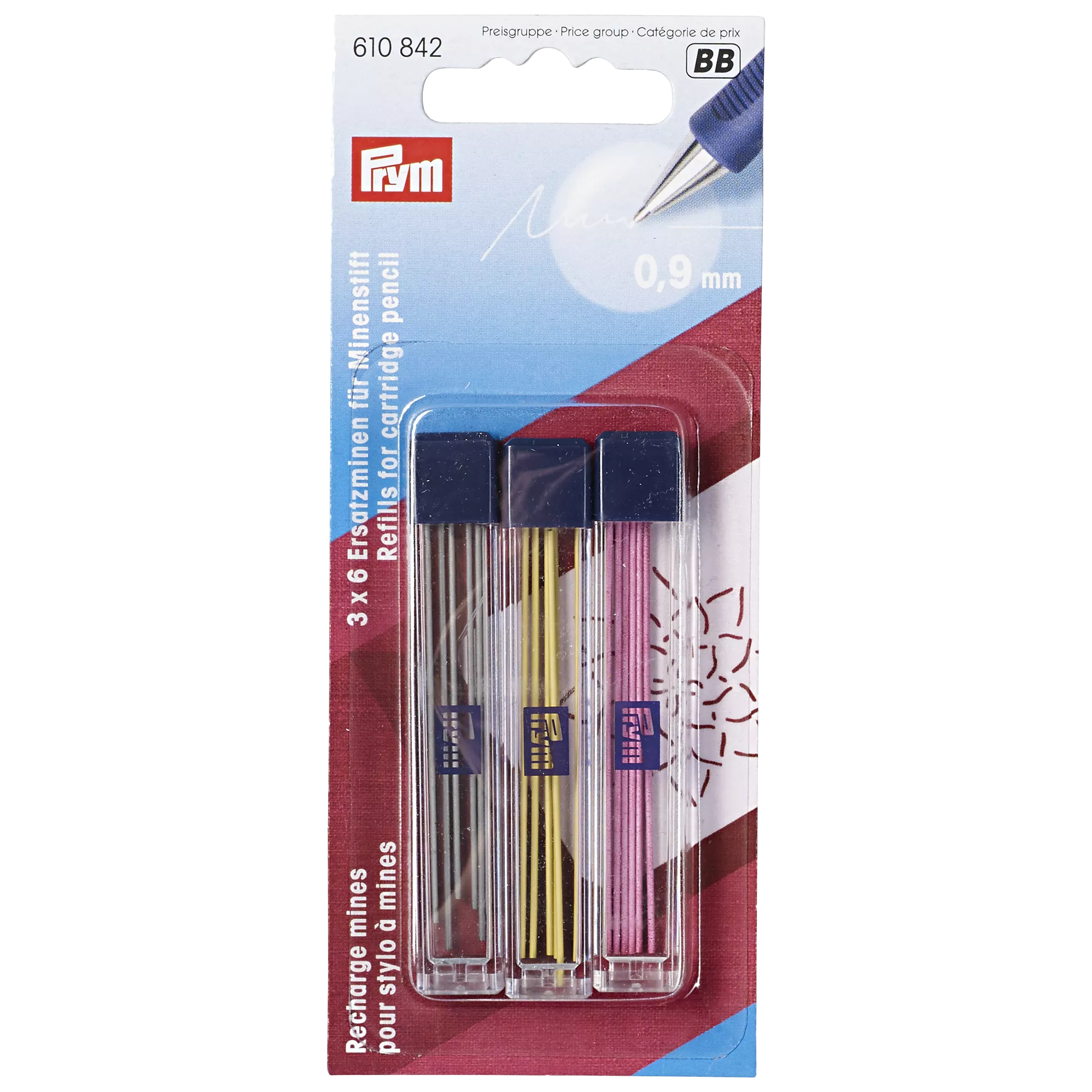 Prym cartridge pencil refills 9mm for fabric marking, imported from the UK