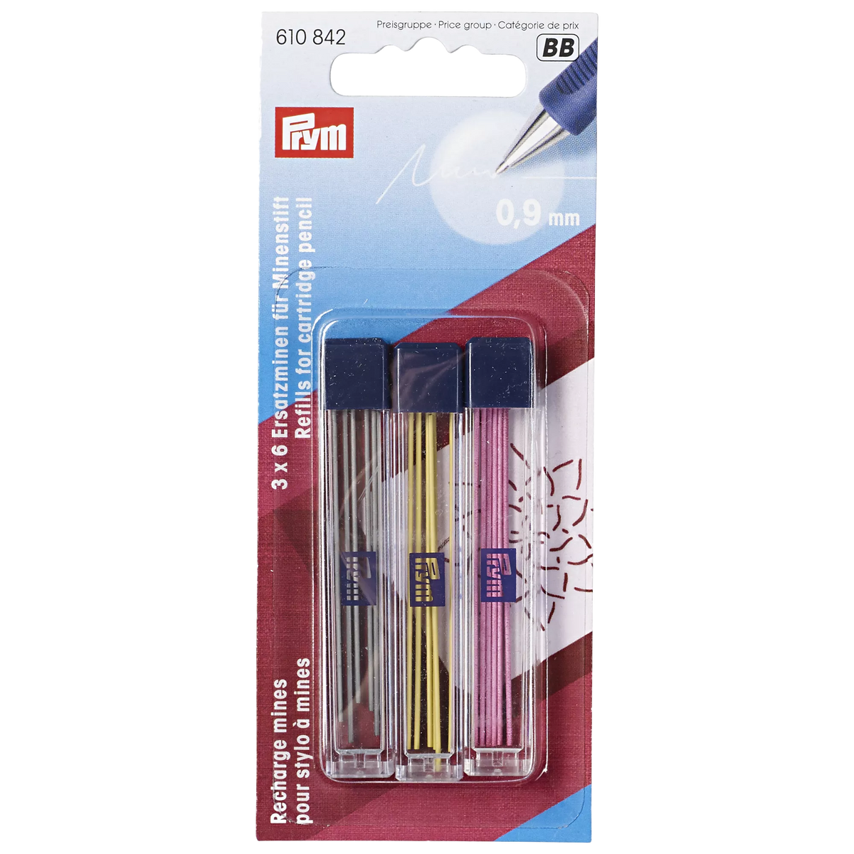 Prym cartridge pencil refills 9mm for fabric marking, imported from the UK