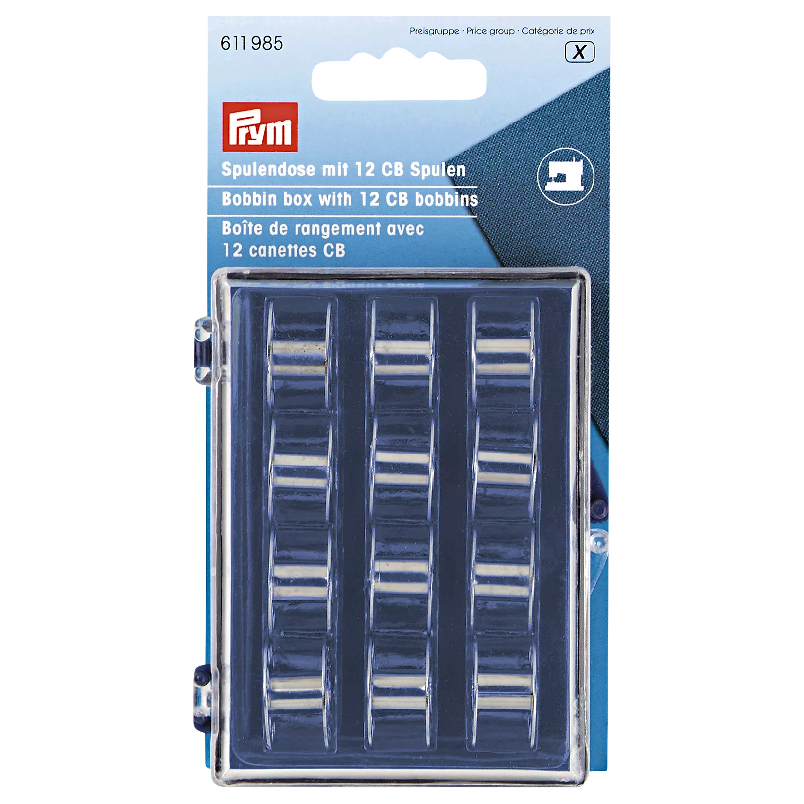 Prym bobbin box 12 CB metal bobbins (British brand)