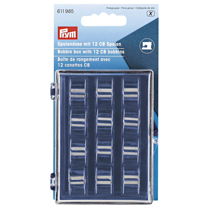 Prym bobbin box 12 CB metal bobbins (British brand)
