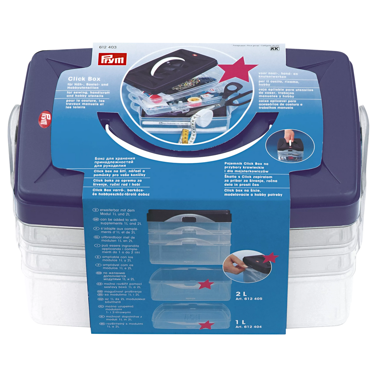 Prym Click Box System expandable craft storage box, imported from the UK