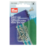 Prym Hooks and Loops, Size 1, Pack of 12