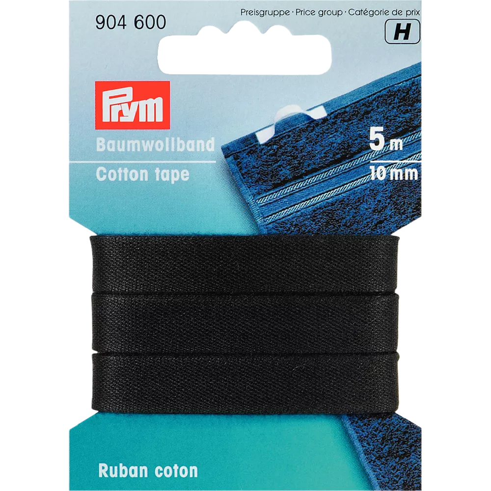 Prym Cotton Tape Black household repair (British brand)