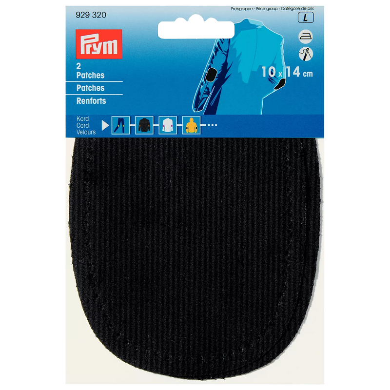 Prym iron-on cord patches 2-pack 14x10cm - British product