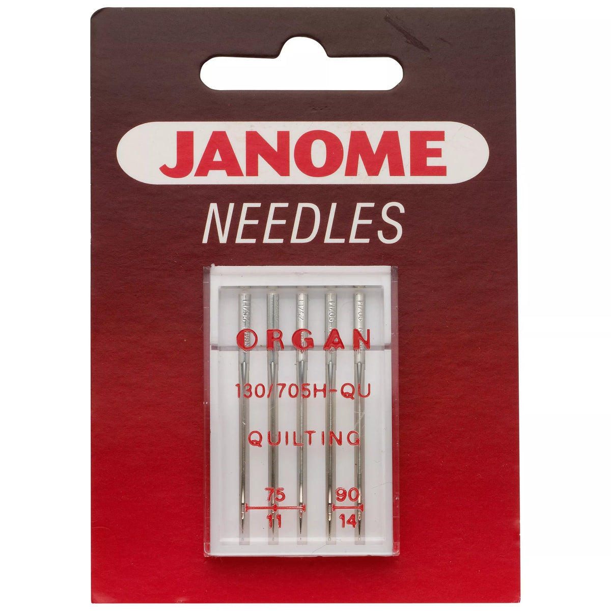 Janome quilting needles assorted sizes pack of 5, UK version