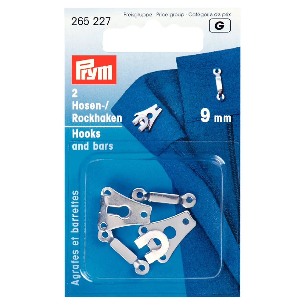 Prym trouser hook and bar 9mm white pack of 2 - British product