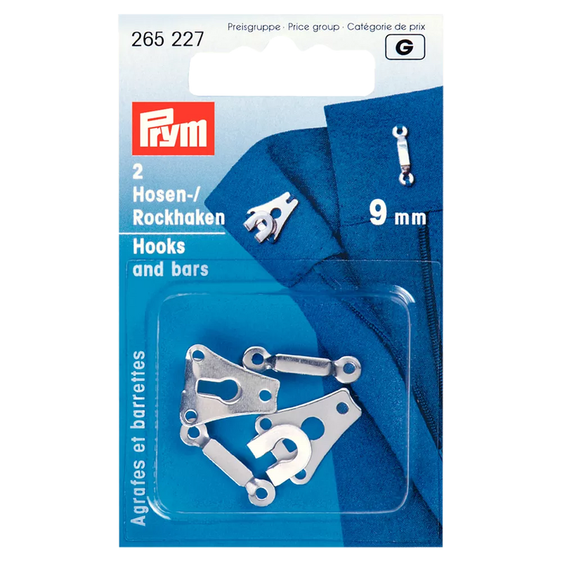 Prym trouser hook and bar 9mm white pack of 2 - British product
