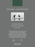 John Lewis Hungarian goose down duvet 13.5 tog single, UK version