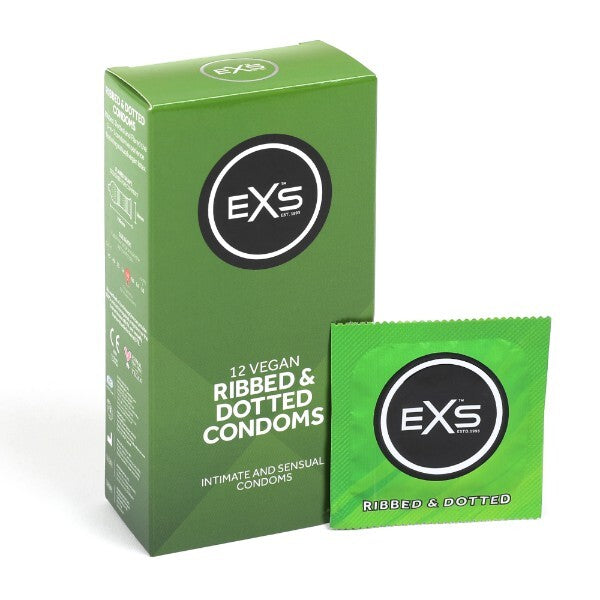 EXS textured condoms ribbed and dotted 12 pack (British brand)