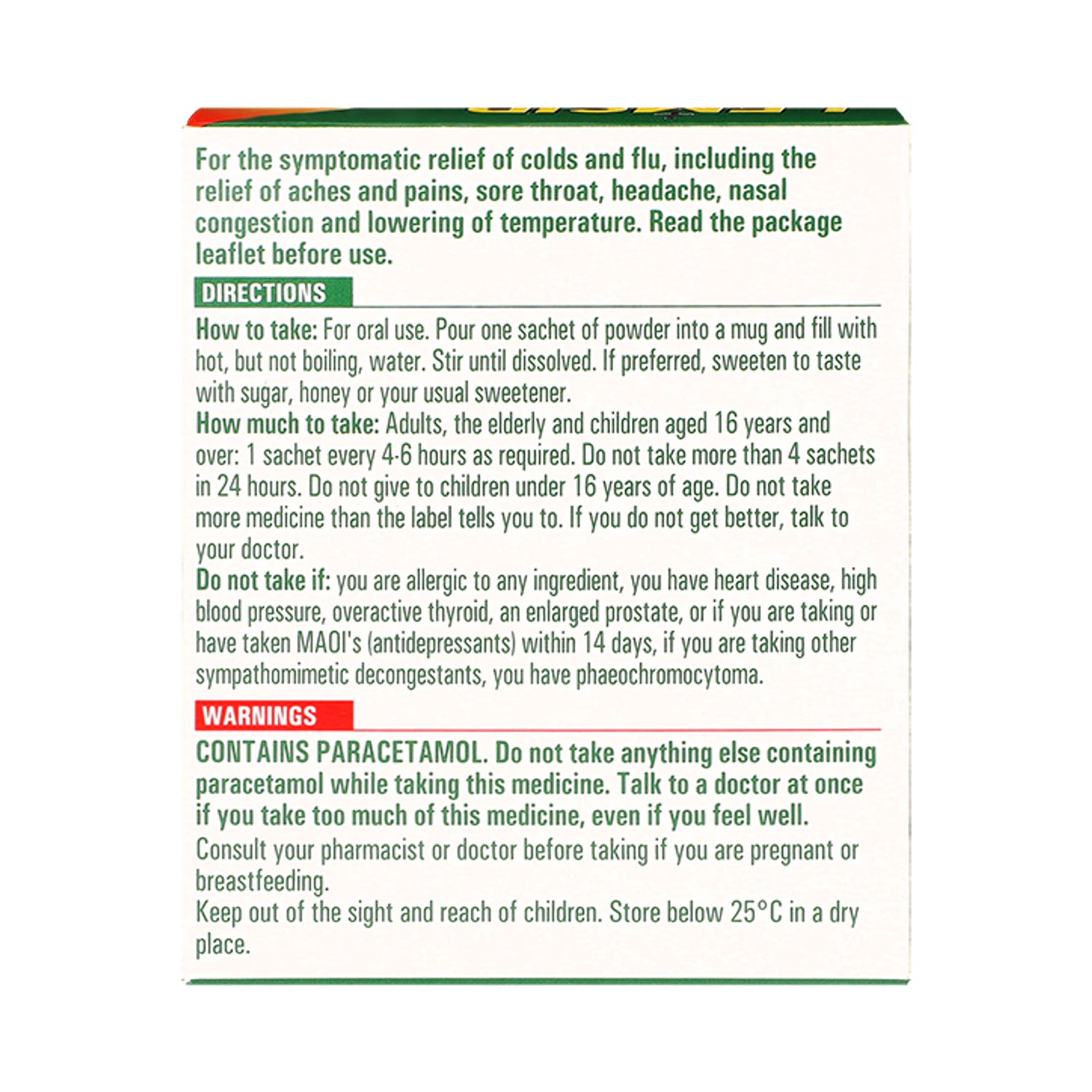 Lemsip Max Cold & Flu Blackcurrant sachets 10 pack, UK version