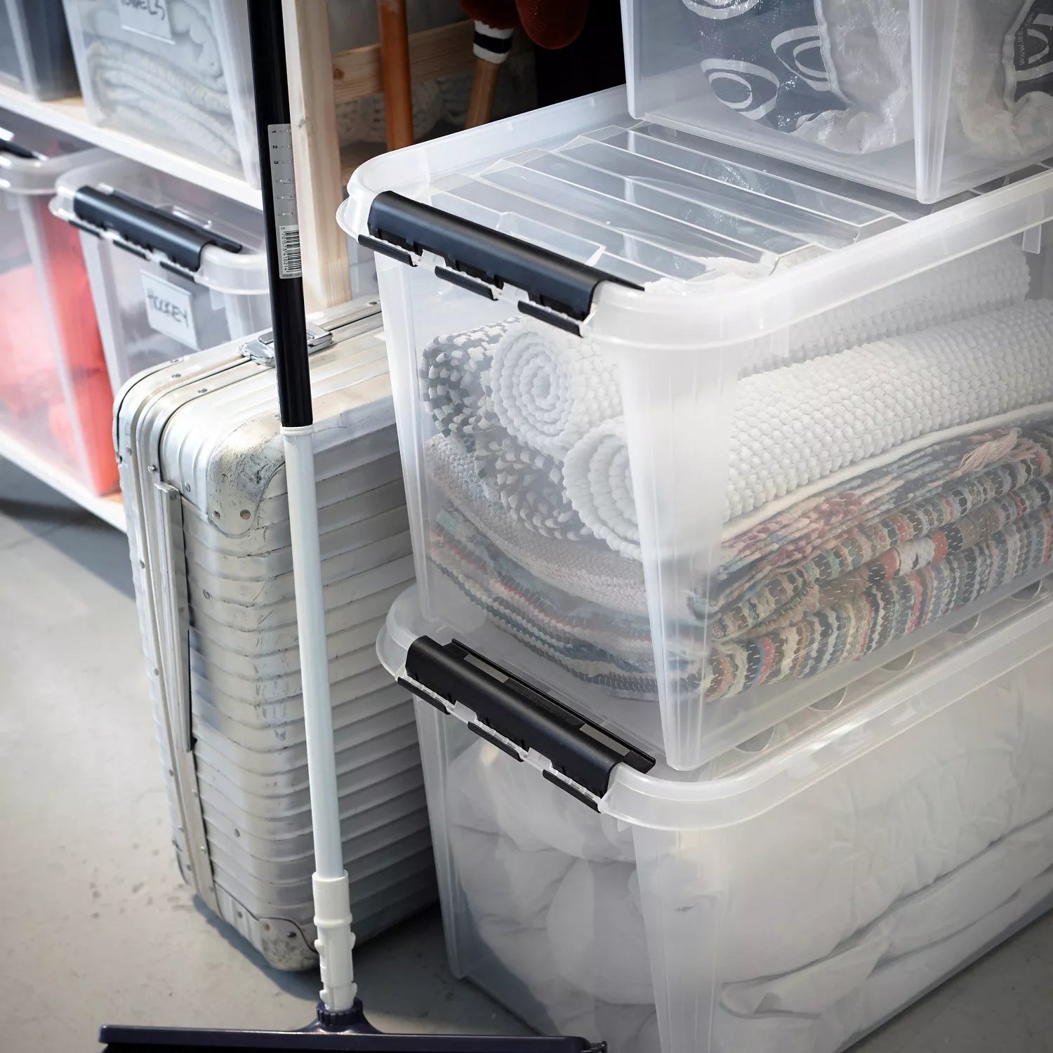 SmartStore plastic storage box with lid 46L (British brand)