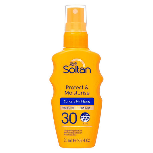 Soltan Mini Protect & Moisturise Spray SPF30 75ml Suncare & Travel Boots   