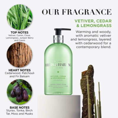 Baylis & Harding Vetiver Cedar Lemongrass hand wash 500ml, UK version