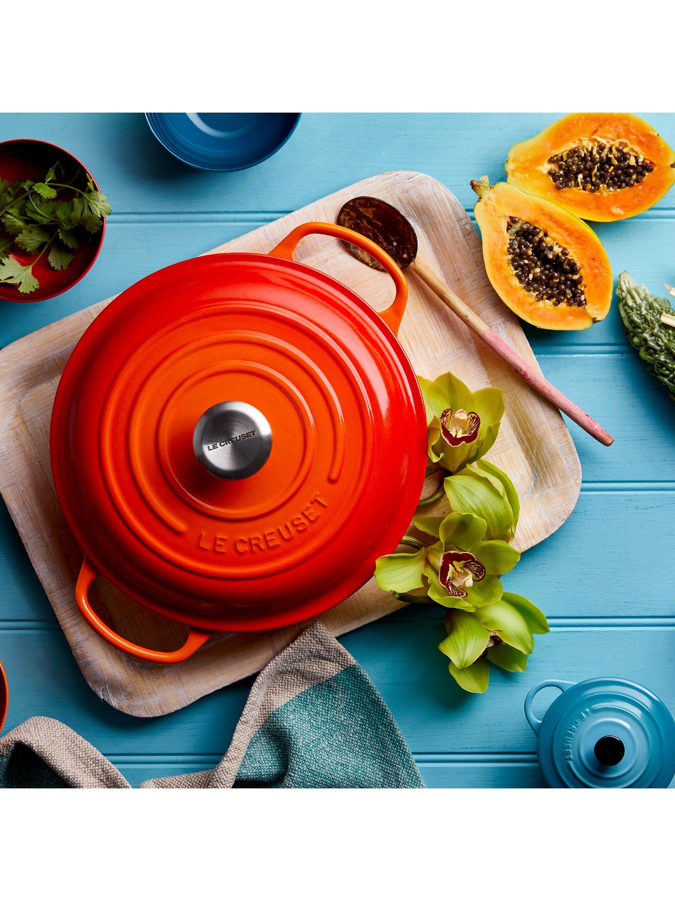 Le Creuset cast iron shallow casserole in volcanic color, UK version