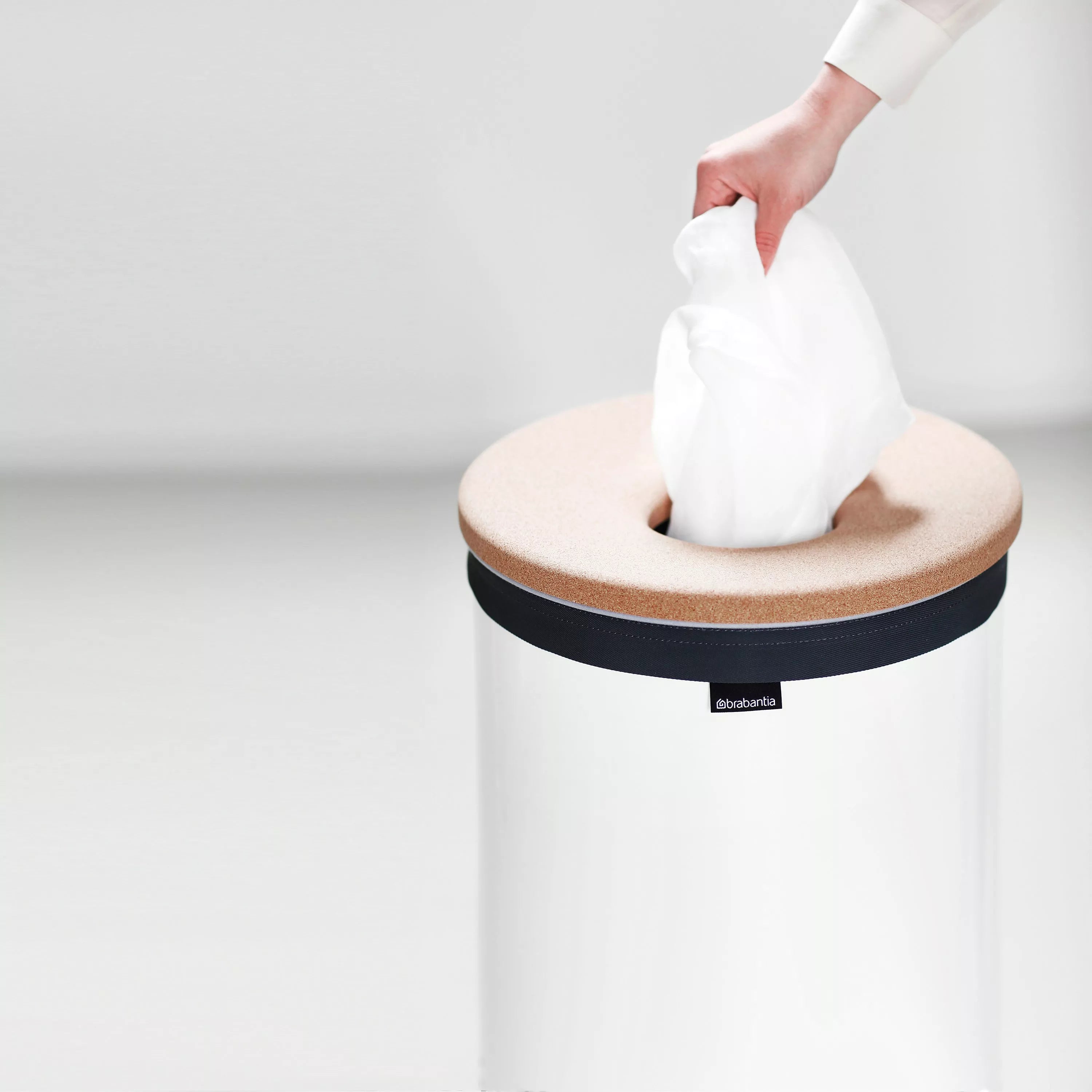 Brabantia white cork lid laundry bin 60L (British brand)