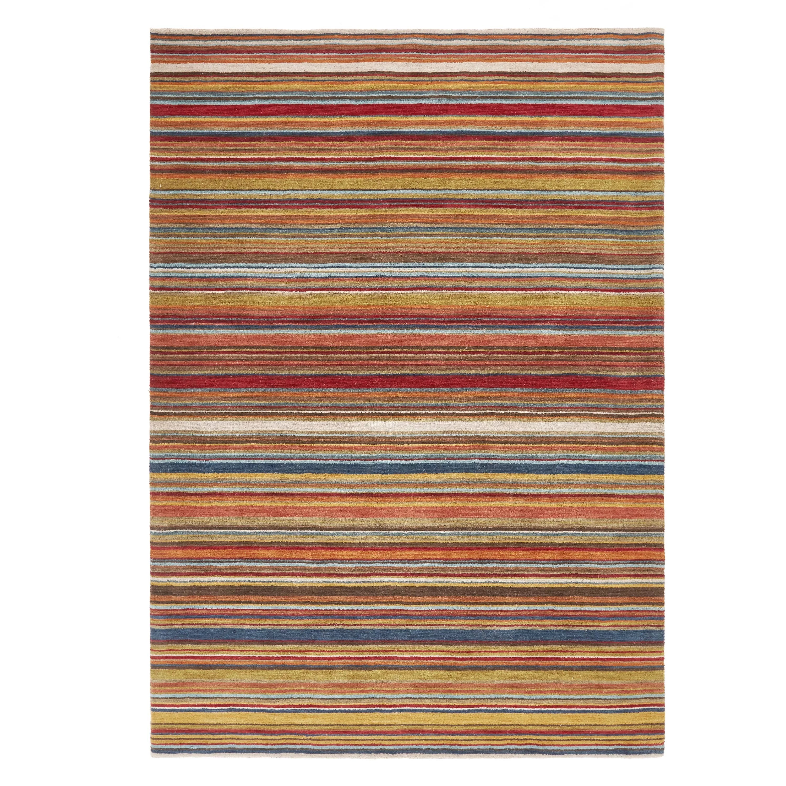John Lewis Russet Multistripe Hand Loomed Rug, Red/Multi, L120 x W60cm