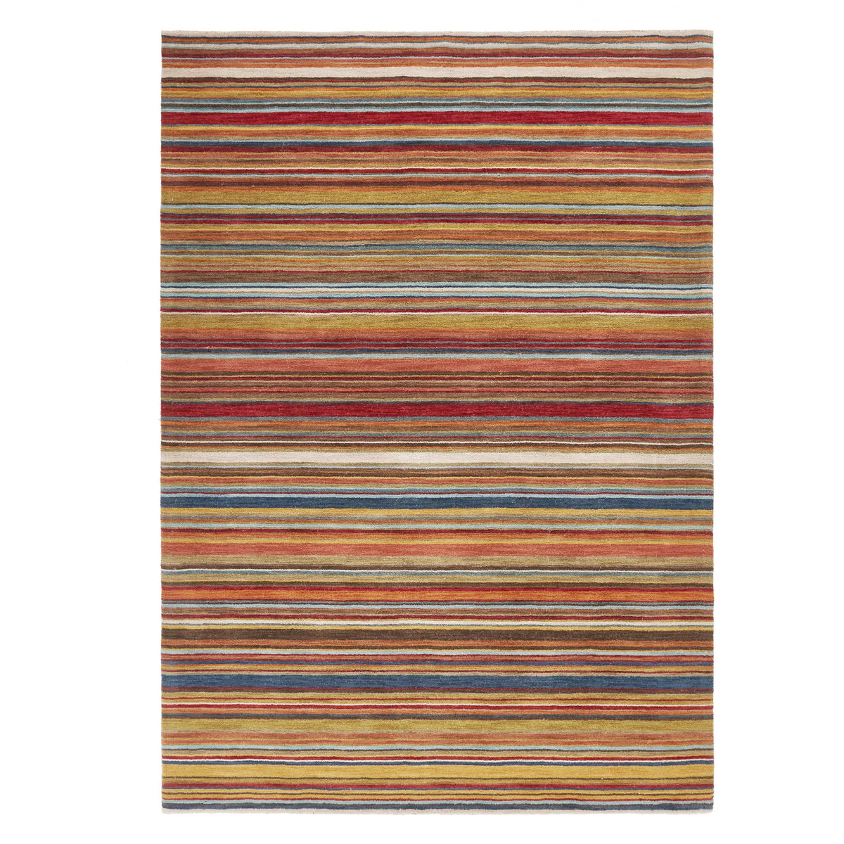 John Lewis Russet Multistripe Hand Loomed Rug, Red/Multi, L120 x W60cm