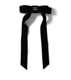 Miu Miu velvet bow hair clip gold-tone logo - British product