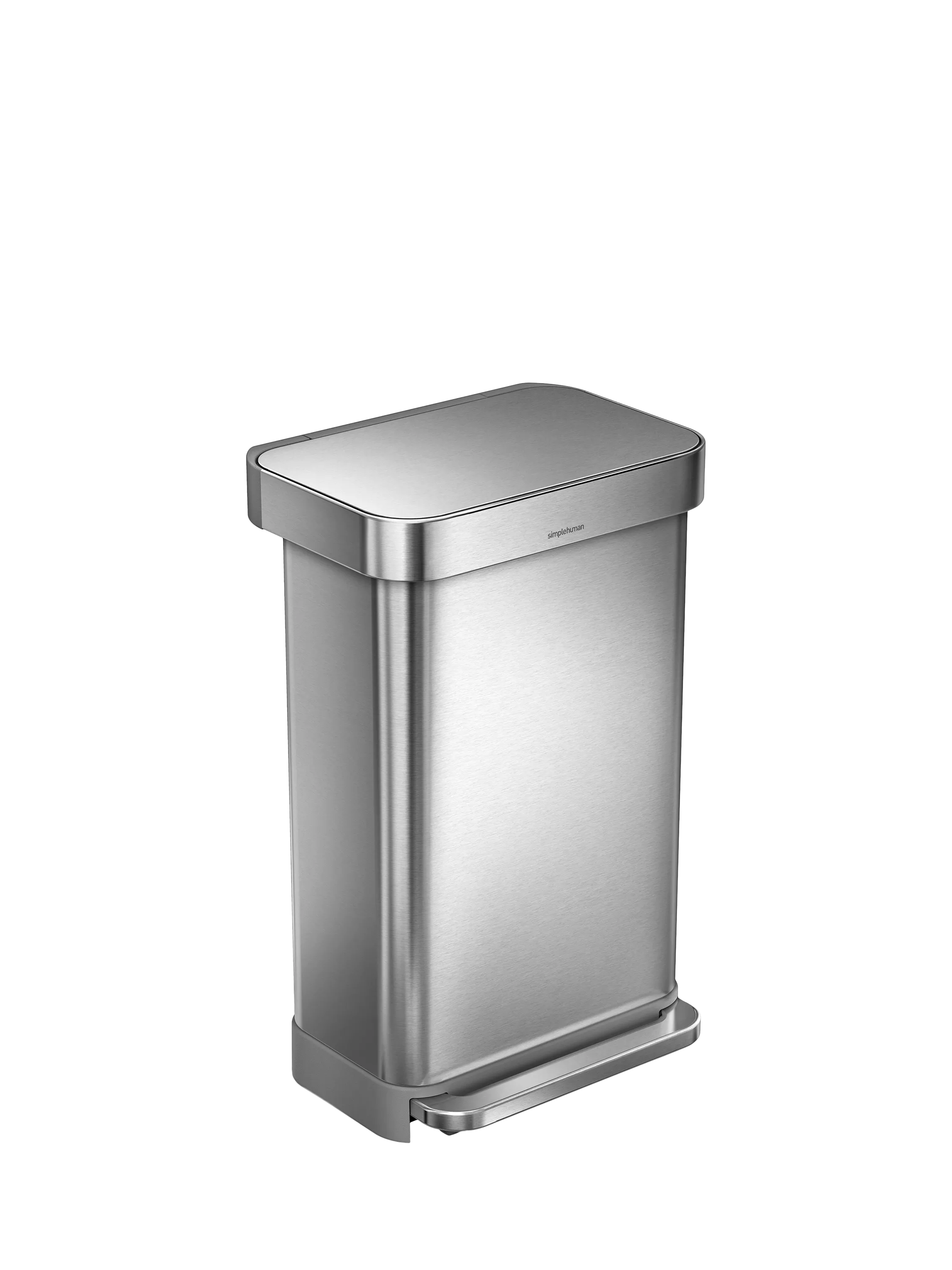 Simplehuman rectangular 45L pedal bin brushed stainless steel, imported from the UK