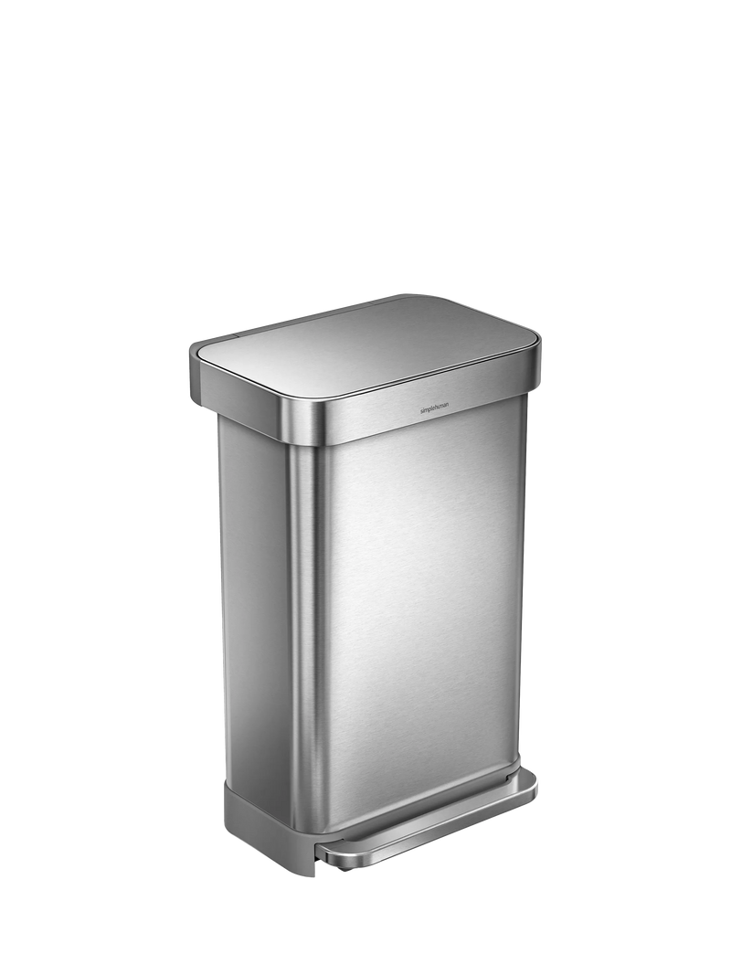 Simplehuman rectangular 45L pedal bin brushed stainless steel, imported from the UK